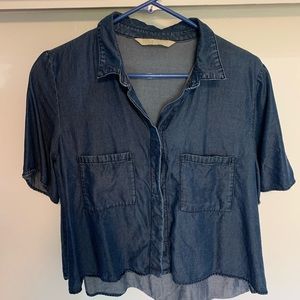 Zara Basics jean button up top